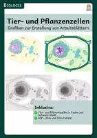 Vorschau - selbst erstellte Cliparts/Grafiken - Tier- und Pflanzenzellen - Grafiken zur Erstellung von Arbeitsblättern - Deckblatt