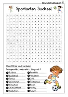 Vorschau - Arbeitsblätter - Sportarten Suchsel - Buchstabengitter - Seite 1