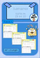 Vorschau - Aufgabenkarten - Aufgaben zur Subtraktion Kartei ZR 20 - Deckblatt