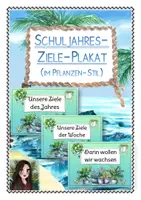 Vorschau - Poster - Schuljahres-Ziele-Plakat zur Motivation (zum Schulstart, Pflanzen-Stil) - Deckblatt
