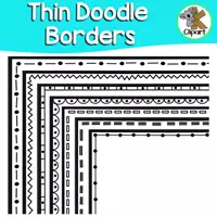 Vista previa - Elementos para la creación de materiales - Thin Doodle Borders by K clipart - Portada