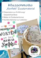 Vorschau - Mal- und Bastelvorlagen - Klassenmotto "Konfetti" Zusatzmaterial - Deckblatt