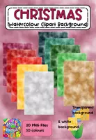 Vista previa - Decoración del aula - Fondos de acuarela colores de Navidad Clipart - Portada