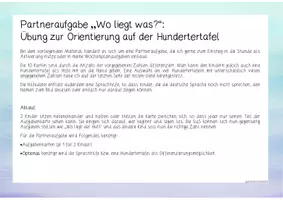 Vorschau - Stationenlernen - Partneraufgabe „Wo liegt was?“ (Hunderterfeld / Hundertertafel) - Seite 1