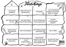 Vorschau - Mal- und Bastelvorlagen - Ferienbingo - Einstieg nach den Ferien - Seite 1