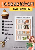 Vorschau - Mal- und Bastelvorlagen - Lustige Halloween-Lesezeichen für Kreative und Leseratten | 1. bis 6. Klasse - Seite 1
