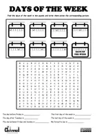 Vista previa - Hojas de trabajo - Days of the Week - Word Search - página 1