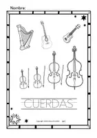 Vista previa - Hojas de trabajo - Trazar y Colorear Instrumentos de Cuerdas - página 2