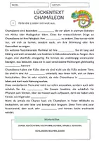 Vorschau - Arbeitsblätter - Materialpaket Chamäleon | Lesetext + Fragen - Suchsel - Lückentext - (inkl. Lösungen) - Seite 1