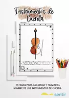 Vista previa - Hojas de trabajo - Trazar y Colorear Instrumentos de Cuerdas - Portada