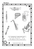 Vista previa - Hojas de trabajo - Trazar y Colorear Instrumentos de Viento - página 2