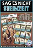 Vorschau - Stationenlernen - Steinzeit Spiel - Sag es nicht! - Lernspaß + Vokabeltraining - Deckblatt