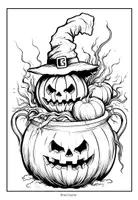 Vorschau - Mal- und Bastelvorlagen - 10 Ausmalbilder mit gruseligen Halloweenmotiven - Seite 1