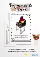 Vista previa - Hojas de trabajo - Trazar y Colorear Instrumentos de Teclado - Portada