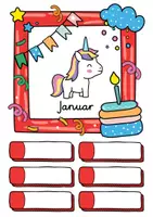 Vorschau - Poster - Einhorn Geburtstagskalender für die Einhornklasse - Seite 1