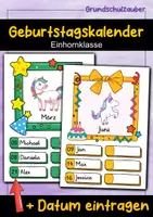 Vorschau - Poster - Einhorn Geburtstagskalender für die Einhornklasse - Deckblatt