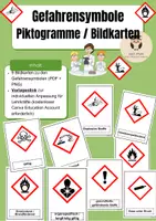 Vorschau - Präsentationen/Tafelbilder - Gefahrensymbole Piktogramme Laborführerschein Bildkarten Flashcards - Deckblatt