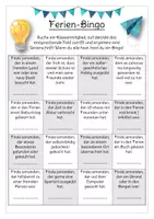Vorschau - Arbeitsblätter - Ferien-Bingo (Ferienbingo auf alle Ferien anwendbar, Redeanlass/Kennenlernen) - Seite 1