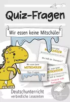 Vorschau - Aufgabenkarten - Quiz-Fragen zum Bilderbuch "Wir essen keine Mitschüler" - Deckblatt