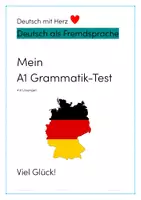 Vorschau - Arbeitsblätter - DAF Grammatik A1 Test mit Lösungen - Deckblatt