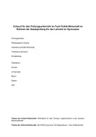 Vorschau - Stundenentwürfe - Prüfungsentwurf Politik Staatsexamen - Deckblatt