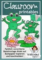 Vorschau - Mal- und Bastelvorlagen - Frosch mit Seerose basteln Wasser Bastelvorlage Teich - Deckblatt