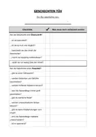 Vorschau - Arbeitsblätter - Geschichten-TÜV Checkliste und Bescheinigung - Seite 1