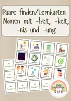 Vorschau - Spiele - Paare finden / Lernkarten Nomen mit -heit, -keit, -nis, -ung - Deckblatt