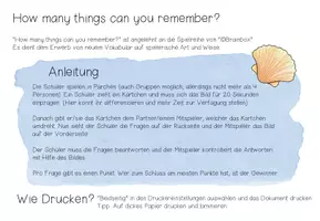 Vorschau - Stationenlernen - SUMMER - How many things can you remember? (16 Mini-Wimmelbildchen mit Fragen auf der Rückseite) - Seite 1