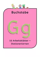 Vorschau - Arbeitsblätter - Buchstabe G / g 10 Arbeitsblätter + Stationenlernen - Deckblatt