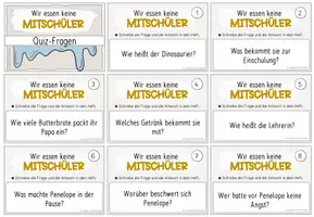 Vorschau - Aufgabenkarten - Quiz-Fragen zum Bilderbuch "Wir essen keine Mitschüler" - Seite 3