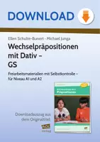 Vorschau - Arbeitsblätter - Wechselpräpositionen mit Dativ - GS - Freiarbeitsmaterialien mit Selbstkontrolle - für Niveau A1 und A2 - Deckblatt