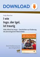 Vorschau - Arbeitsblätter - I wie Ingo, der Igel, ist traurig - Adler Alfred hat Angst - Geschichten zur Förderung der phonologischen Bewusstheit - Deckblatt