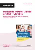Vorschau - Stundenentwürfe - Deutsche Artikel visuell erklärt - Ukraine - Basiswortschatz Deutsch mit Wort-Bild-Seiten und ukrainischen Untertiteln - Deckblatt