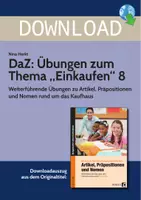 Vorschau - Stundenentwürfe - DaZ: Übungen zum Thema "Einkaufen" 8 - Weiterführende Übungen zu Artikel, Präpositionen und Nomen rund um das Kaufhaus - Deckblatt