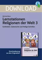 Vorschau - Arbeitsblätter - Lernstationen Religionen der Welt 3 - Gottheiten, Gebetsorte und Heilige Schriften - Deckblatt