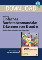 Vorschau - Stundenentwürfe - Einfaches Buchstabenmandala: Erkennen von E und e - Buchstaben erkennen und zuordnen - Deckblatt