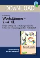 Vorschau - Stundenentwürfe - Wortstämme - 2.-4. Kl. - Einfaches Diagnose- und Übungsmaterial für Schüler mit sonderpädagogischem Förderbedarf - Deckblatt