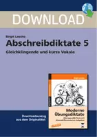 Vorschau - Arbeitsblätter - Abschreibdiktate 5 - Gleichklingende und kurze Vokale 7.-10. Klasse - Deckblatt