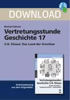 Vorschau - Arbeitsblätter - Vertretungsstunde Geschichte 17 - 5./6. Klasse: Das Land der Griechen - Deckblatt