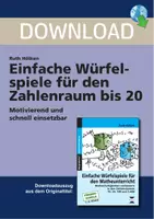 Vorschau - Arbeitsblätter - Einfache Würfelspiele für den Zahlenraum bis 20 - Motivierend und schnell einsetzbar - Deckblatt