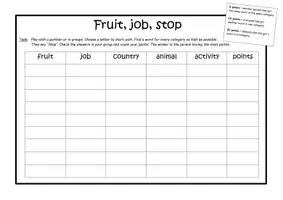 Vorschau - Arbeitsblätter - Fruit, Job, Stop (Stadt, Land, Fluss: Englisch) - Seite 3