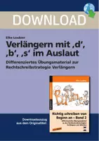 Vorschau - Stundenentwürfe - Verlängern mit ,d`, ,b`, ,s` im Auslaut - Differenziertes Übungsmaterial zur Rechtschreibstrategie Verlängern - Deckblatt