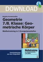 Vorschau - Stundenentwürfe - Geometrie 7./8. Klasse: Geometrische Körper - Mathetraining in 3 Kompetenzstufen - Deckblatt
