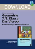 Vorschau - Stundenentwürfe - Geometrie 7./8. Klasse: Das Viereck - Mathetraining in 3 Kompetenzstufen - Deckblatt