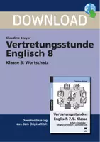 Vorschau - Arbeitsblätter - Vertretungsstunde Englisch 8 - Klasse 8: Wortschatz - Deckblatt