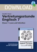 Vorschau - Arbeitsblätter - Vertretungsstunde Englisch 7 - Klasse 7: Lesen und Schreiben - Deckblatt