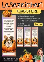 Vorschau - Mal- und Bastelvorlagen - Entdecke deine Stärke mit Lesezeichen und niedlichen Kürbistieren - Seite 1