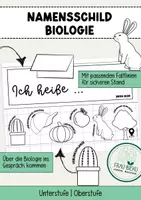 Vorschau - Mal- und Bastelvorlagen - Namenschild Biologie Unter- & Oberstufe - Deckblatt