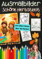Vorschau - Mal- und Bastelvorlagen - Ausmalbilder: Herbstmotive und Fakten über den Herbst | Klasse 1 bis 4 - Deckblatt